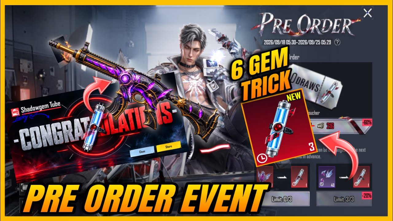 PRE-ORDER EVENT IS HERE 🔥 | GEM EXCHANGE BEST TRICK | FREE GEM TRICK | NEW M416 TRICK