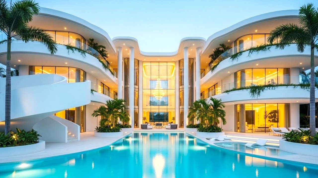 INSIDE A WHITE SCULPTURAL GRAND PALACE | ULTRA LUXURY MODERN MANSION TOUR