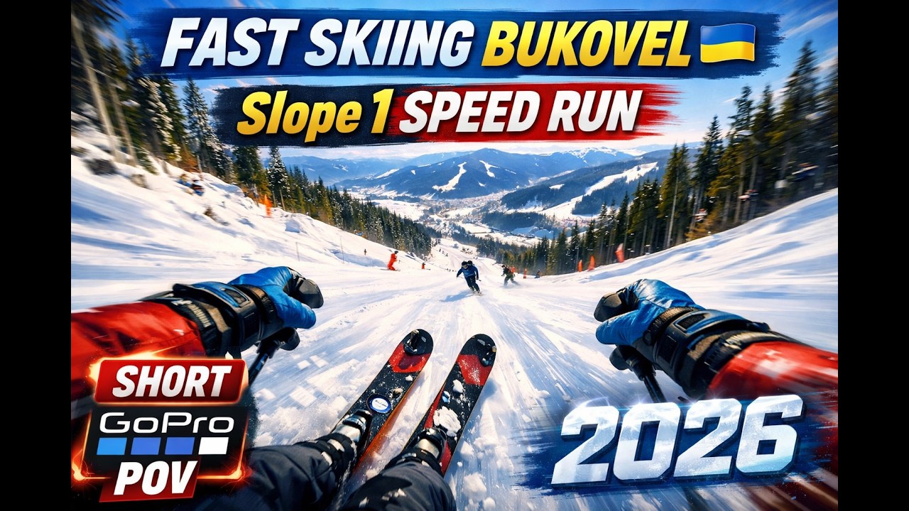 Fast Skiing Bukovel, Ukraine | Slope 1 Speed Run | Short GoPro Ski POV 2026