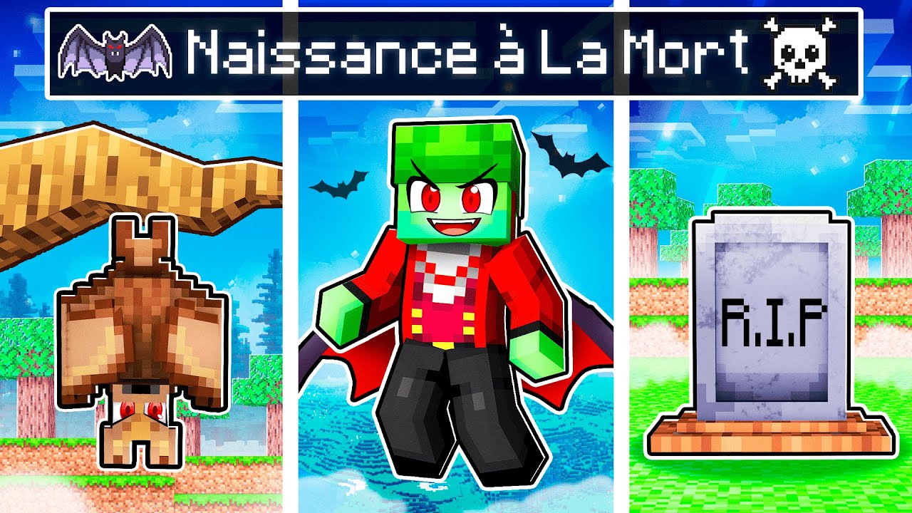 De la NAISSANCE &agrave; la MORT d'un VAMPIRE sur Minecraft !