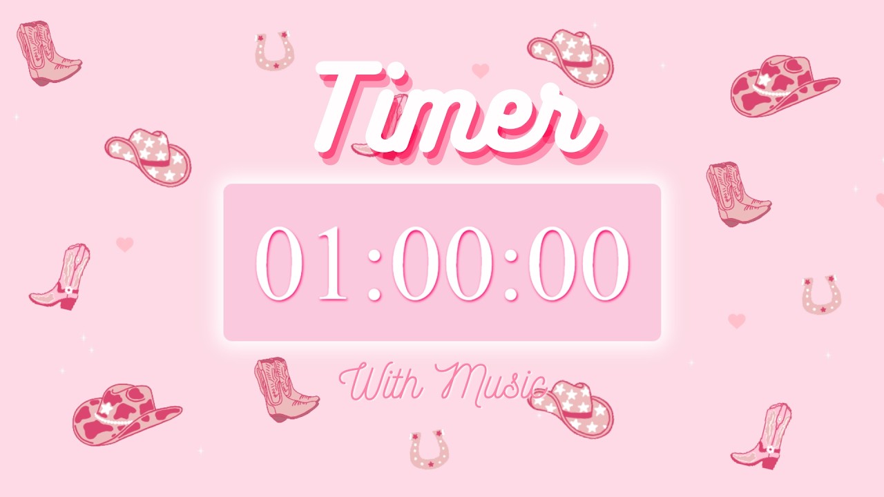 .°˖⋆ ʊ Aesthetic 1 Hour Timer Pink Cowboy Theme with Music and Animation ʊ.°˖⋆