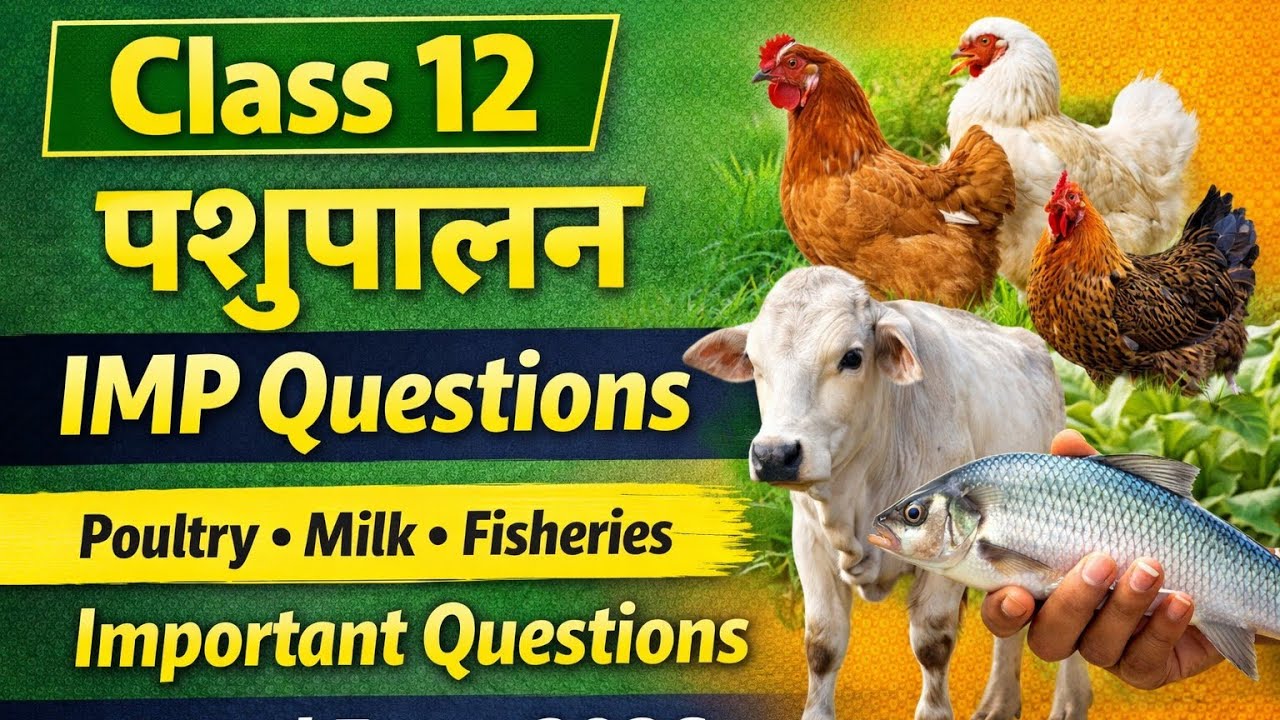 Class 12 पशुपालन IMP | Animal Husbandry Important Questions | Milk Trade, Poultry, Fisheries 2026 🤩✨