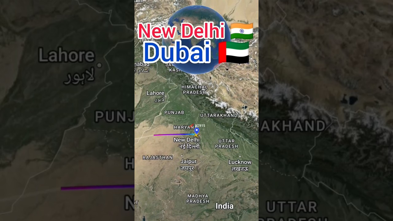 New Delhi to Dubai flight Route ✈️ || India 🇮🇳 to United Arab Emirates 🇦🇪 ||