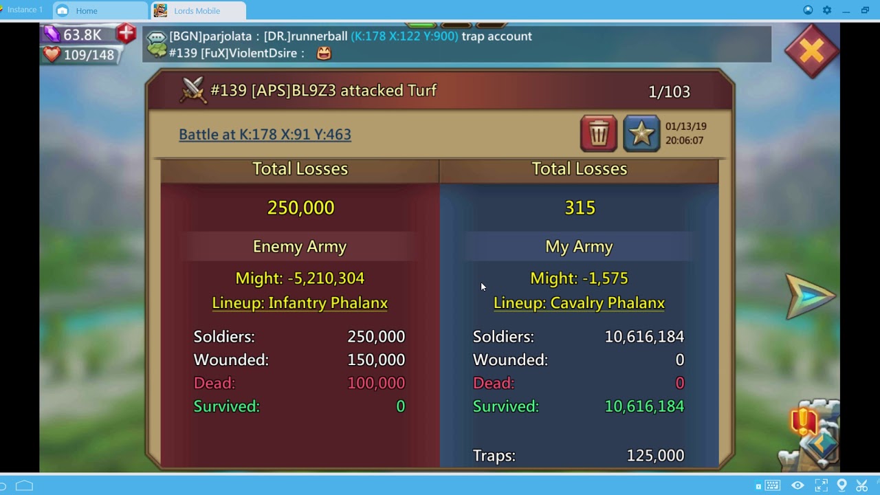 Lords Mobile attacked a camp