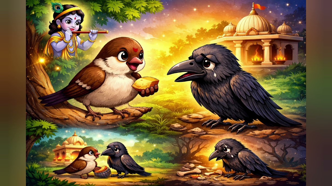 चिड़िया और कौवा की सच्ची दोस्ती 