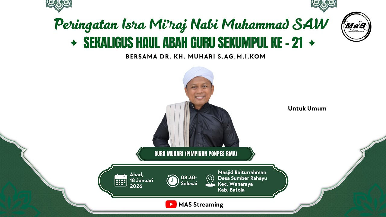 LIVE | Peringatan Isra Miraj Nabi Muhammad Bersama Guru Muhari | Masjid Baiturrahman Wanaraya Batola
