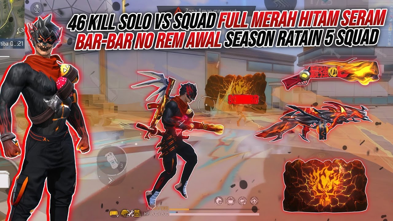 46 KILL SOLO VS SQUAD FULL MERAH HITAM SERAM !!! BAR-BAR NO REM AWAL SEASON RATAIN 5 SQUAD SENDIRIAN