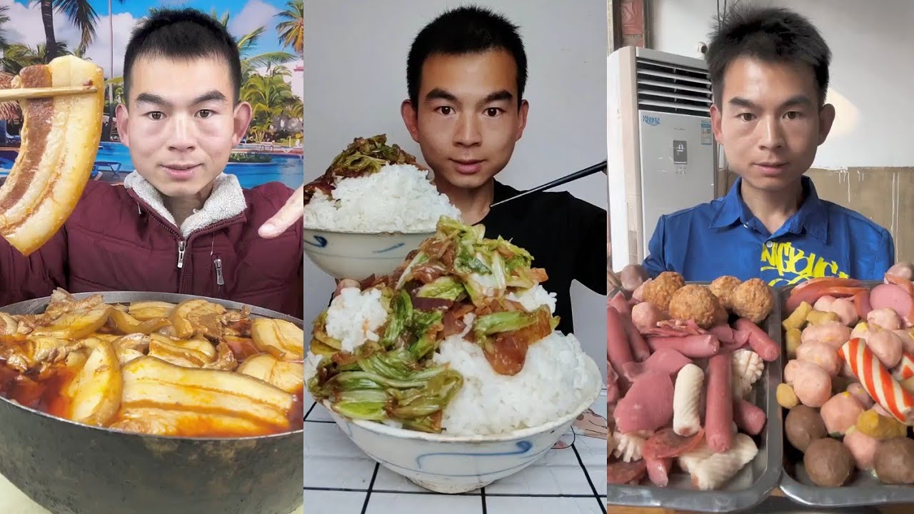 Mukbang Foodie Meat 🍖🥓 Pork Chicken 🍗 Noodles 🍜 with Chinese food #eating #pork #noodles #food 