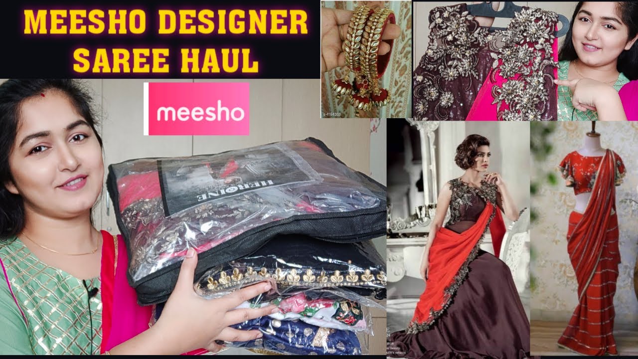 Meesho Designer Saree Haul Starts Only 420 Gown Saree ,Kundan Bangle / Meesho Designer Saree Haul