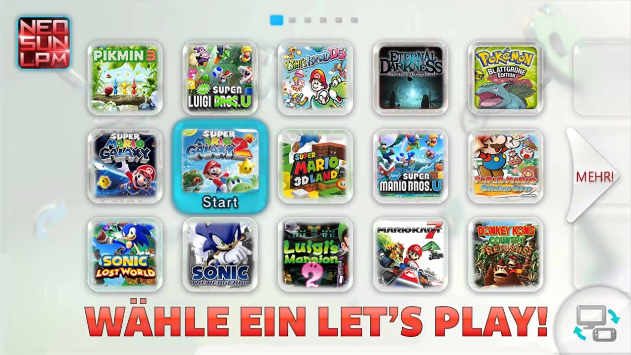 NeoSunLPM Let's Plays Auswahl Men&uuml;