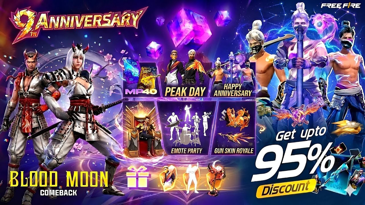 OB54 Update🤯🤫9Th Anniversary Event Free Fire l Free Fire New Event l Ff New Event l Blood Moon Event