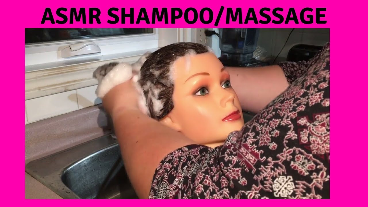 ASMR Hair washing/massage/face wash  on mannequin head/doll head- No talking