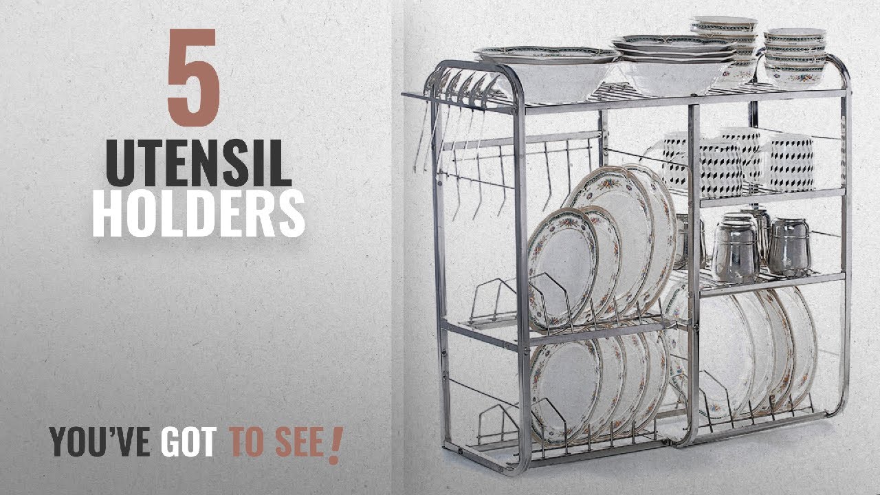 Top 10 Utensil Holders [2018]: Home Creations 24 Inch Wall Mount Kitchen Dish Rack Plate Cutlery