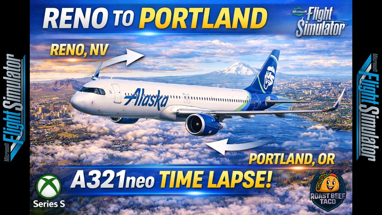 Alaska A321neo Timelapse | Reno (KRNO) → Portland (KPDX) | MSFS 2020 Xbox Series S