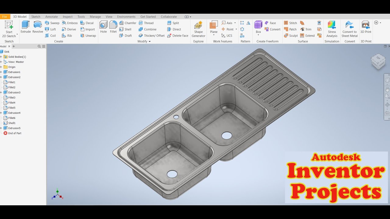 Autodesk inventor Tutorial (Kitchen Sink)