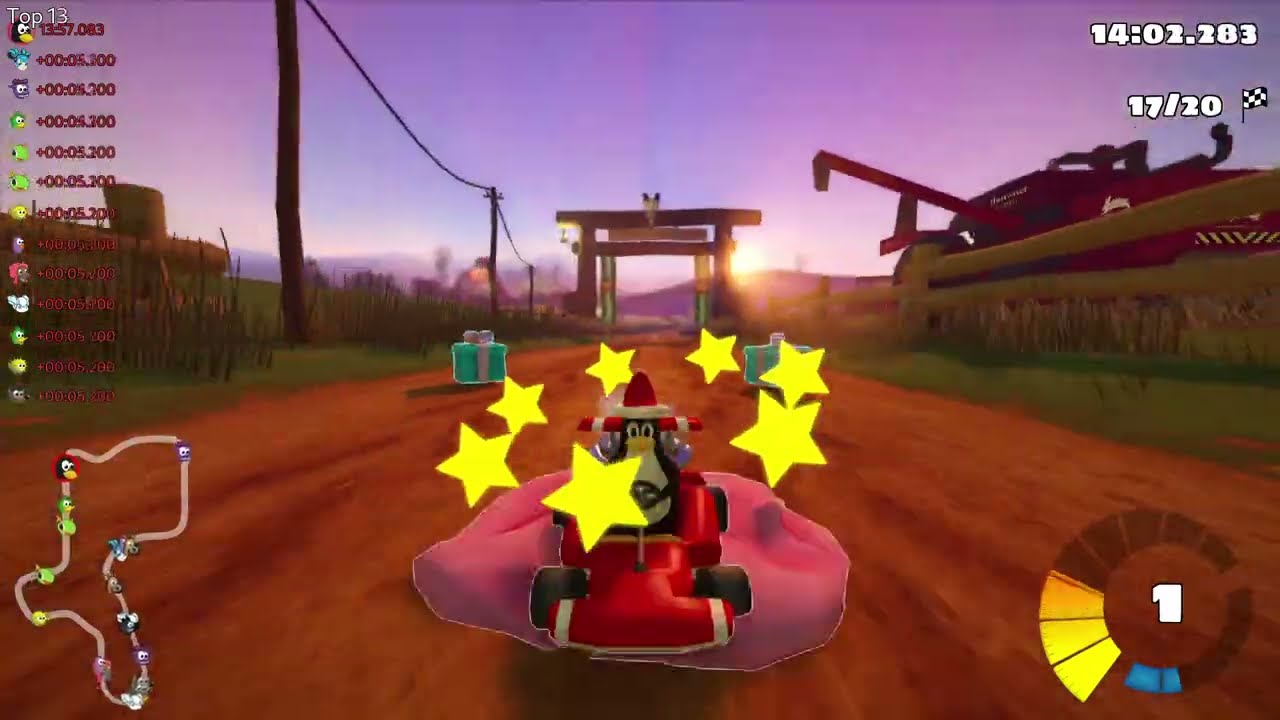 SuperTuxKart - Cornfield Crossing, 20 laps, expert