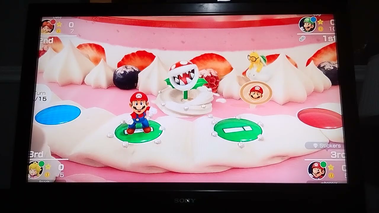 Mario plushies play Mario party superstars Episode 2 at Peach's birthday cake
