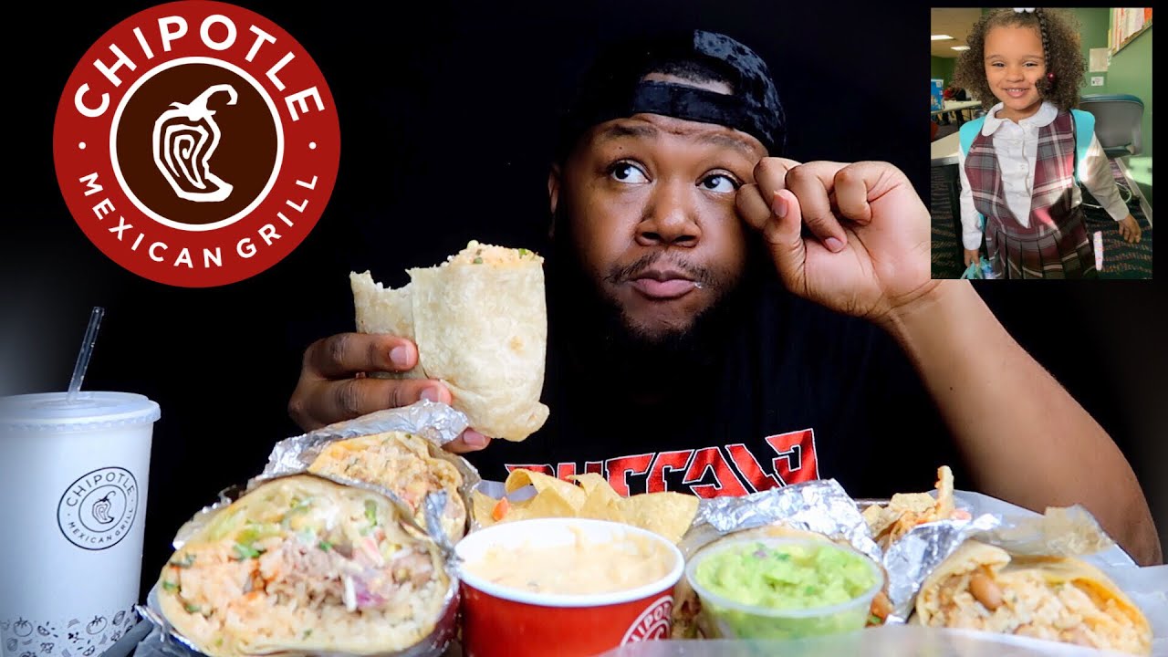 CHIPOTLE MUKBANG 먹방 ( HUGE BITES + EATING SOUNDS) + Ariya’s 1st day of School vlog