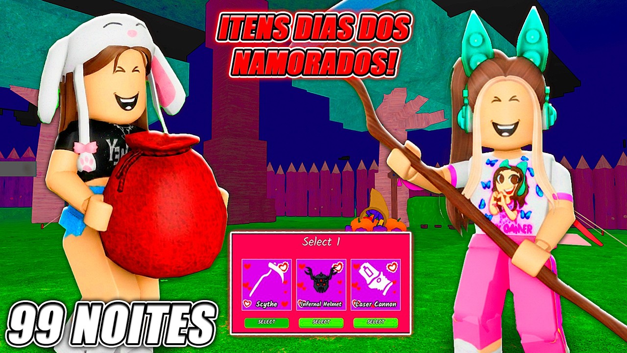 SÓ PODEMOS USAR ITENS DO DIA DOS NAMORADOS EM 99 NOITES NA FLORESTA - Roblox
