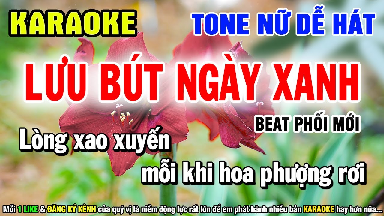 LƯU BÚT NGÀY XANH Karaoke Tone Nam CHẤT LƯỢNG CAO - Beat Chuẩn Dễ Hát - Organ Anh Quân