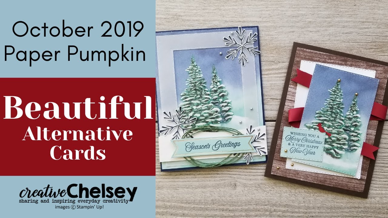 October 2019 Paper Pumpkin - Make two beautiful Alternative Cards with this Winter Woods themed kit