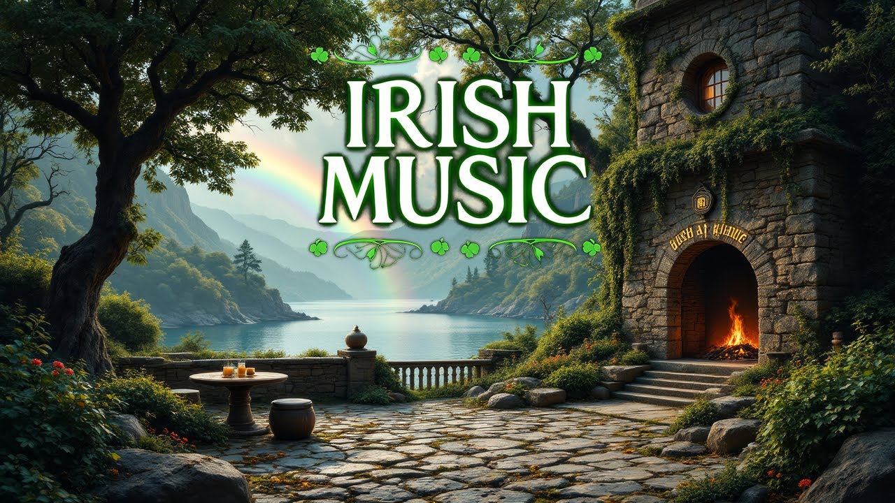 St. Patrick&rsquo;s Day ☘️ Relaxing Irish Music | Cozy Lakeside Caf&eacute; & Fireplace Ambience