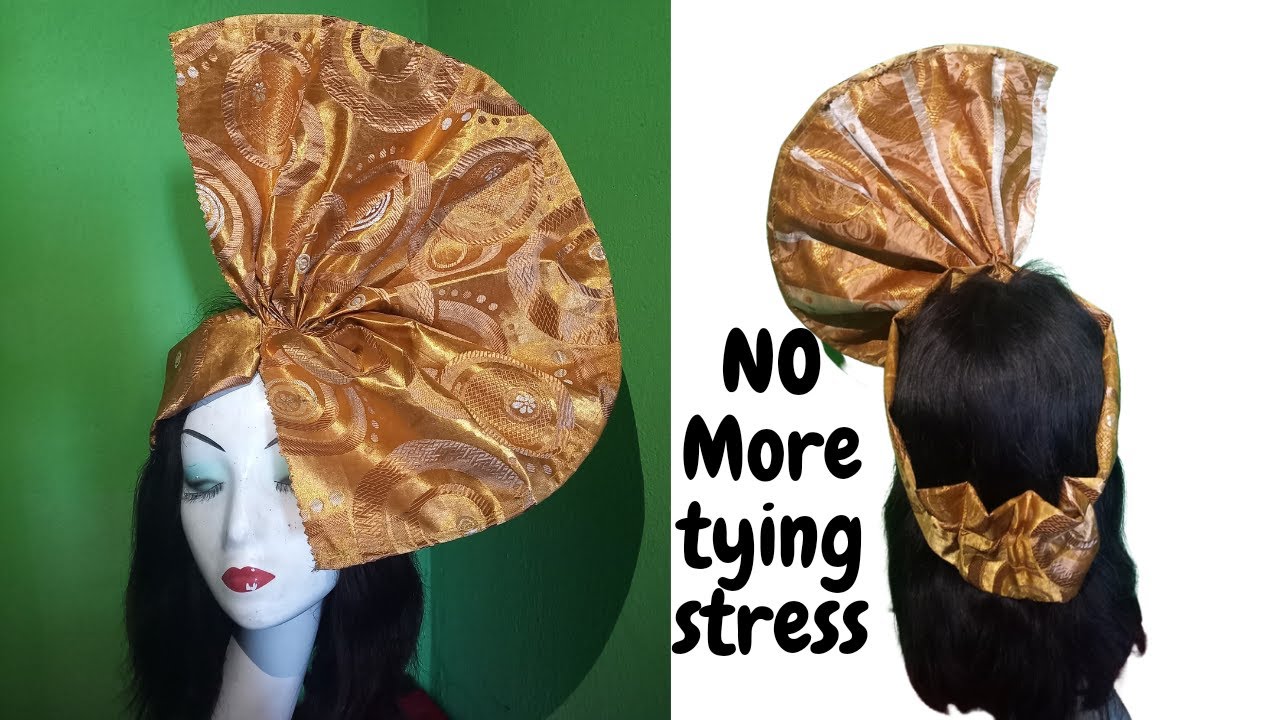 DIY No Tie Gele Headband/Easy Auto Gele Fan Tutorial