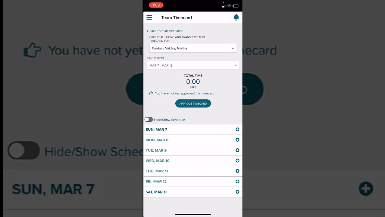 Approve timecard via MY ADP using my phone application