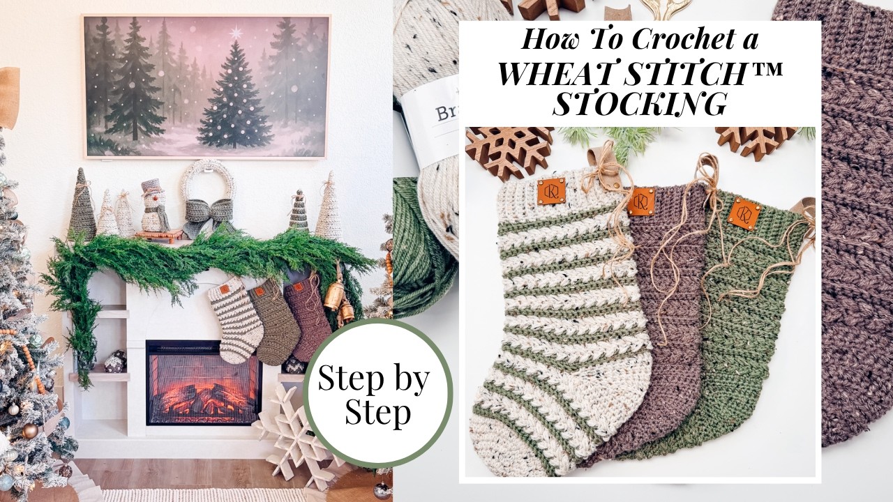 Crochet the Wheat Stitch Christmas Stocking | Toe-Up Holiday Crochet Pattern Tutorial 🎄