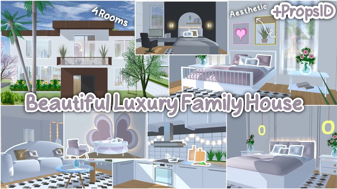 Beautiful Luxury Family House Aesthetic ✨🌸 + PropsID : Sakura School Simulator