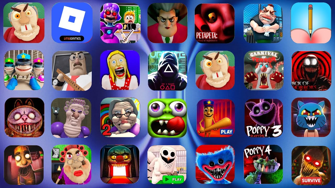 ROBLOX,RUN FROM GRANDPA!,BARRA'S GRANNY HOUSE!, BOB THE DENTIST!,EPIC CHOPPER'S,SIR SCARY'S MANSION!