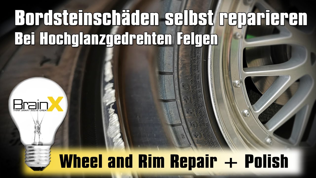 Alufelgen Reparatur Felgenhorn Bordsteinkratzer reparieren Hochglanz polieren Glanzgedrehte Felgen
