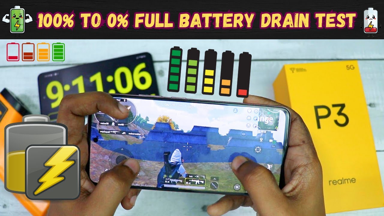 Realme P3 5G 100% to 0% Full Battery Drain Test | Realme P3 5G battery life 🤯