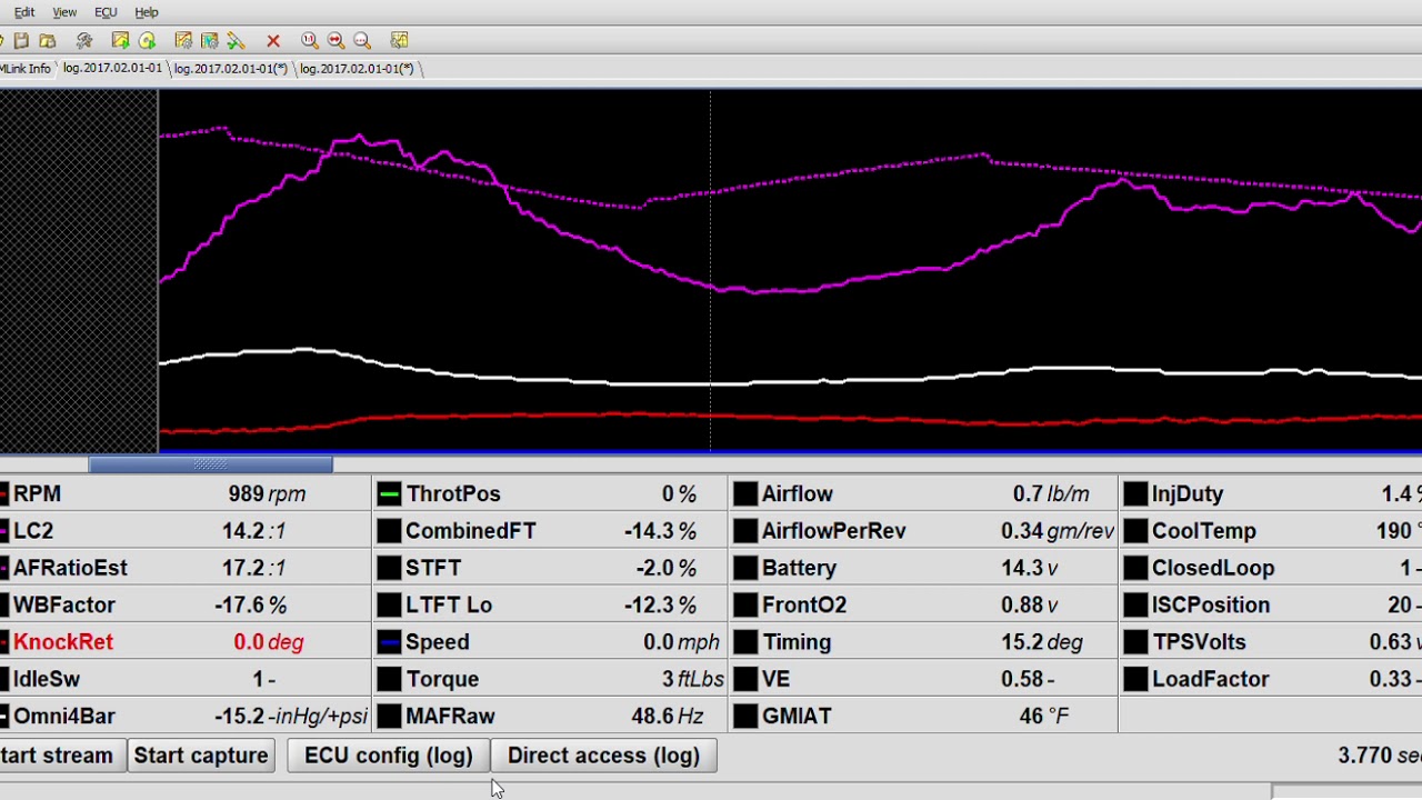 ECMLink, Going over SD log at idle.