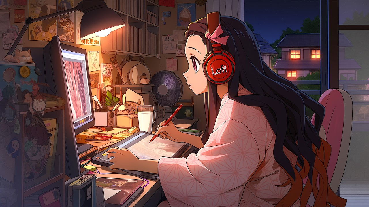Night Study Glow 🌙 Cozy Anime Lofi Room ✨ Deep Focus to Study / Relax [LoFi Hip Hop]