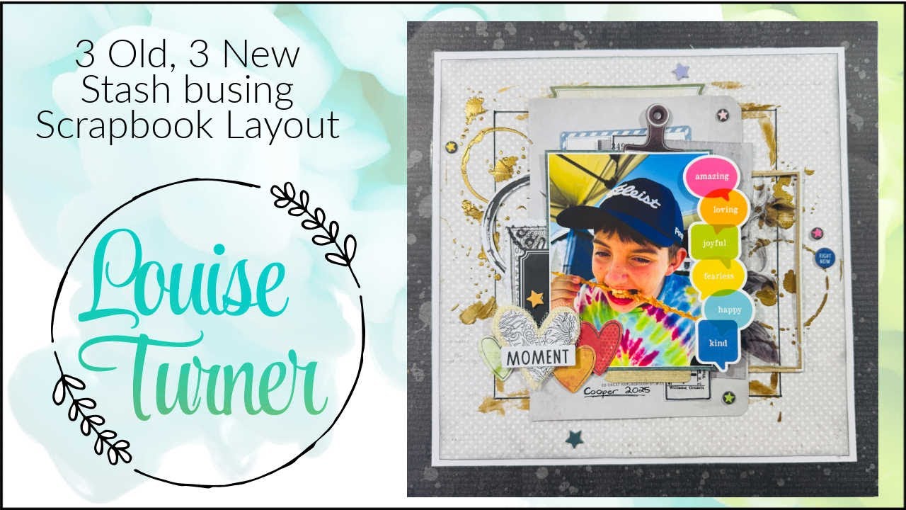 3 old, 3 new - Stash busting Scrapbook layout