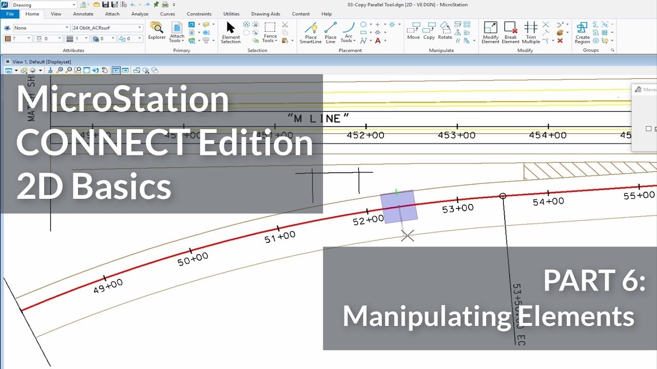 MicroStation CONNECT Edition 2D Basics: 06 - Element Manipulation using a variety of tools.