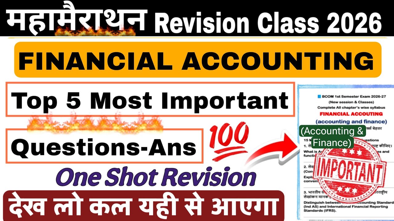 Financial accounting Important Questions Bcom 1st sem 2026 |one shot accounting and Finance