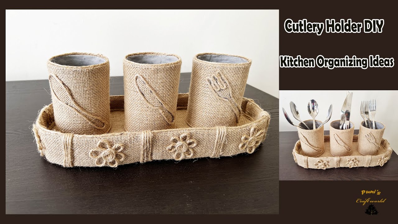 DIY Cutlery holder using recycled cans| DIY Kitchen organizing Ideas