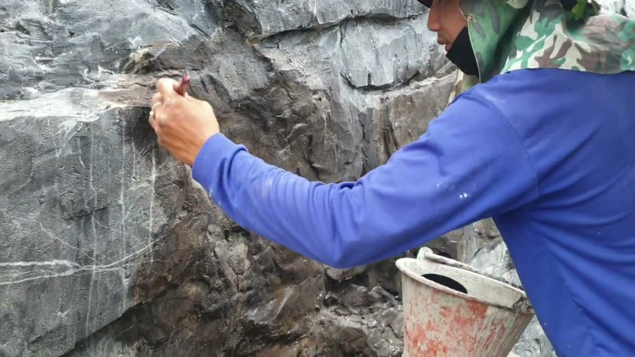 วิธีลงสีหินเทียม- หินอ่อนสีดำ@LERSON STONE หินเทียม