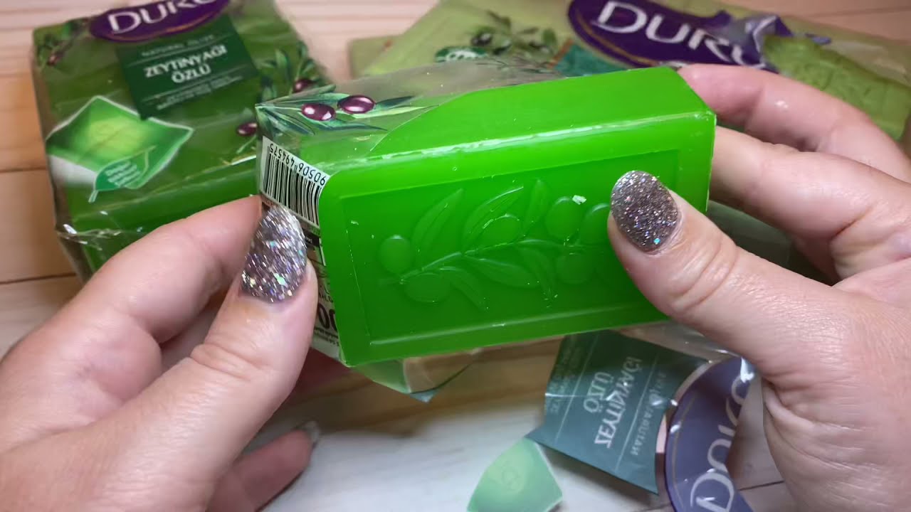 ASMR Soap REVERSE Haul | UNopening Olive Oil Soap // DURU // Nablus // soft green soap  *No Talking*