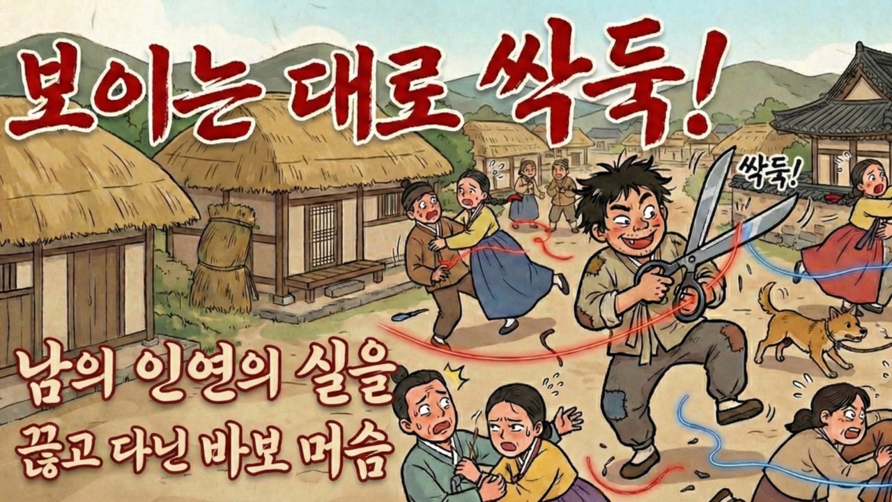 인연의 붉은 실이 보인다! 남의 인연의 실을 끊고 다닌 바보 머슴 때문에 고을 전체가 발칵 뒤집힌 사연 | 야담 | 옛날이야기