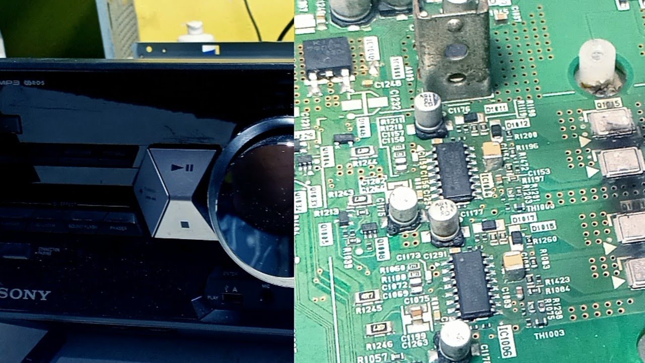 um som Sony shake 5 que foi danificado por curiosos