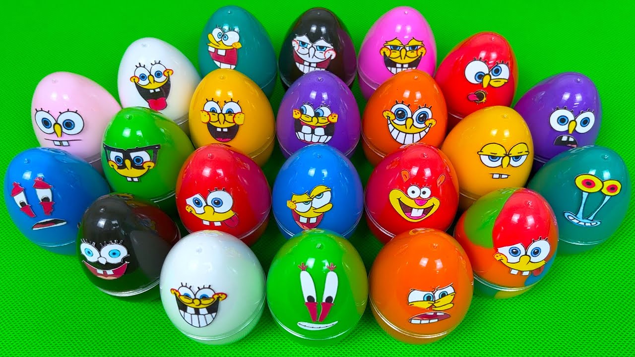 Spongebob Squarepants - Looking CLAY With Mini Dinosaur Eggs Coloring, ASMR