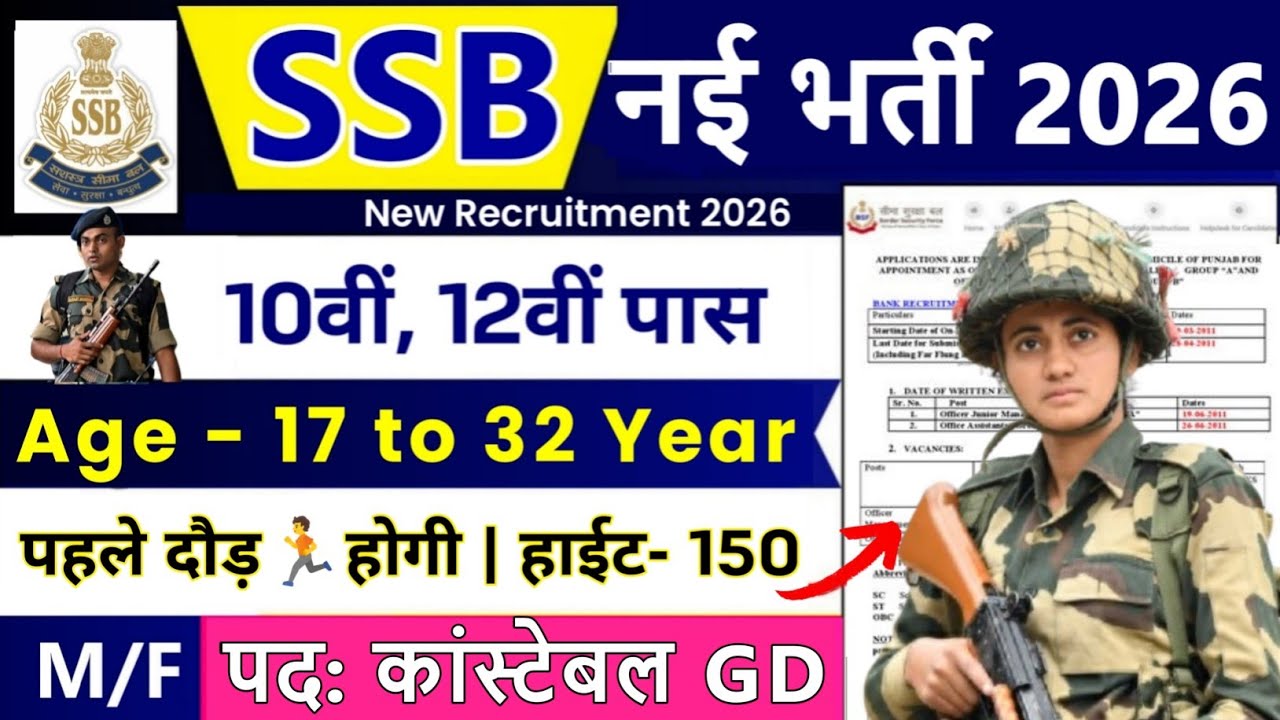 SSB में नई भर्ती 2026 | SSB Constable New Vacancy 2026 | SSB Constable Recruitment 2026 | SSB Bharti