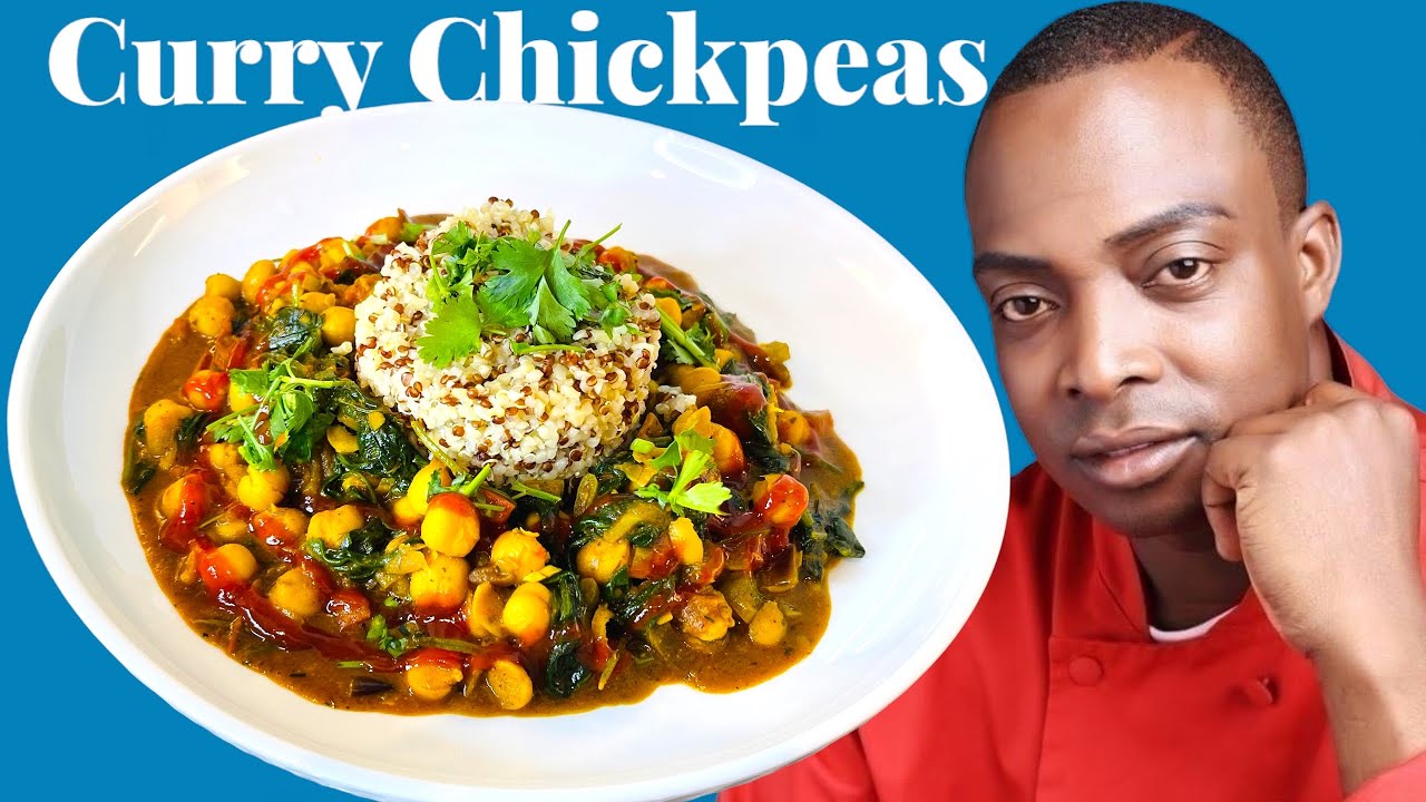 Curry chickpeas ￼with spinach 📍🤩￼