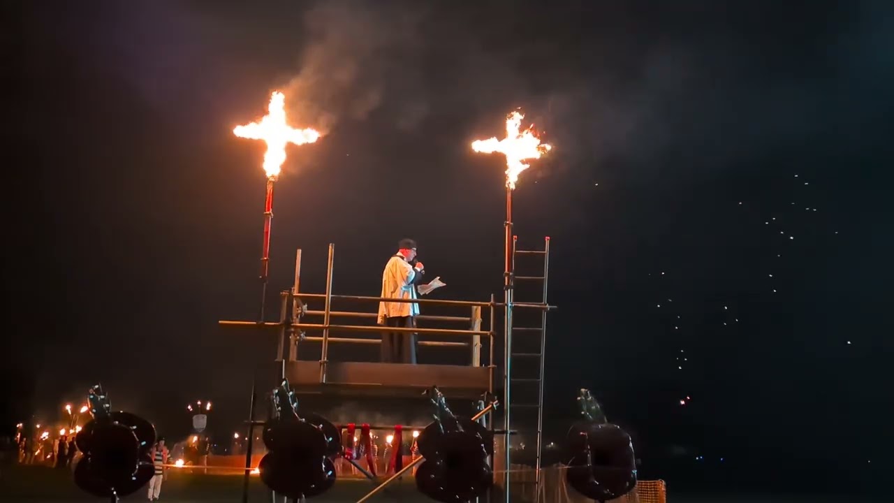 Clergy stand at Lindfield bonfire 2025