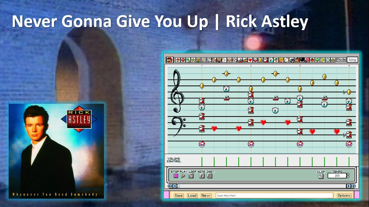 NEVER GONNA GIVE YOU UP [Rickroll'd] by Rick Astley but it's a Super Mario Paint cover