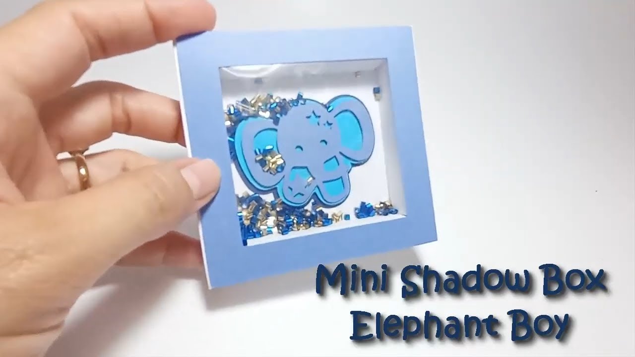 Mini Shadow Box Elephant Boy Template Baby Shower  Cricut Cutting SVG File Gift Box Silohuette
