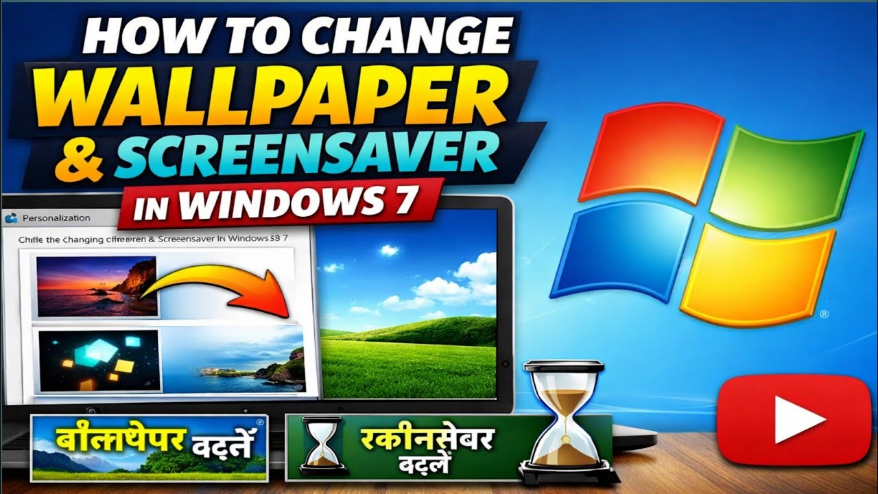 1st How to Change Wallpaper, Screensaver & Mouse Pointer in Windows 7 | Easy Tutorial